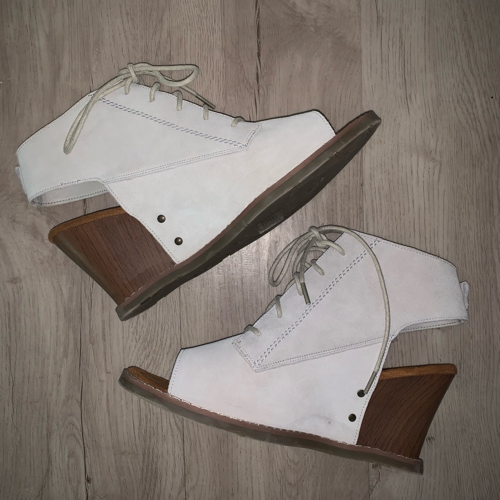 Light Grey Suede Leather Wedges